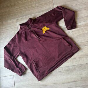 "Minnesota Gophers" Embroidered Logo - 1/3 Zip Maroon Pullover - Size Large
